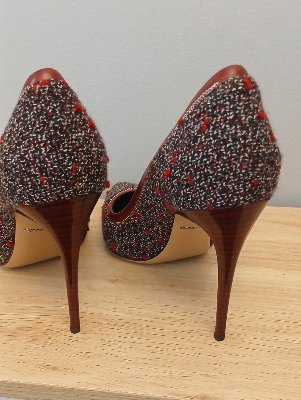 Fiore Salvatore Ferragamo Tweed Heels Size 7 ½ - Picture 5 of 5